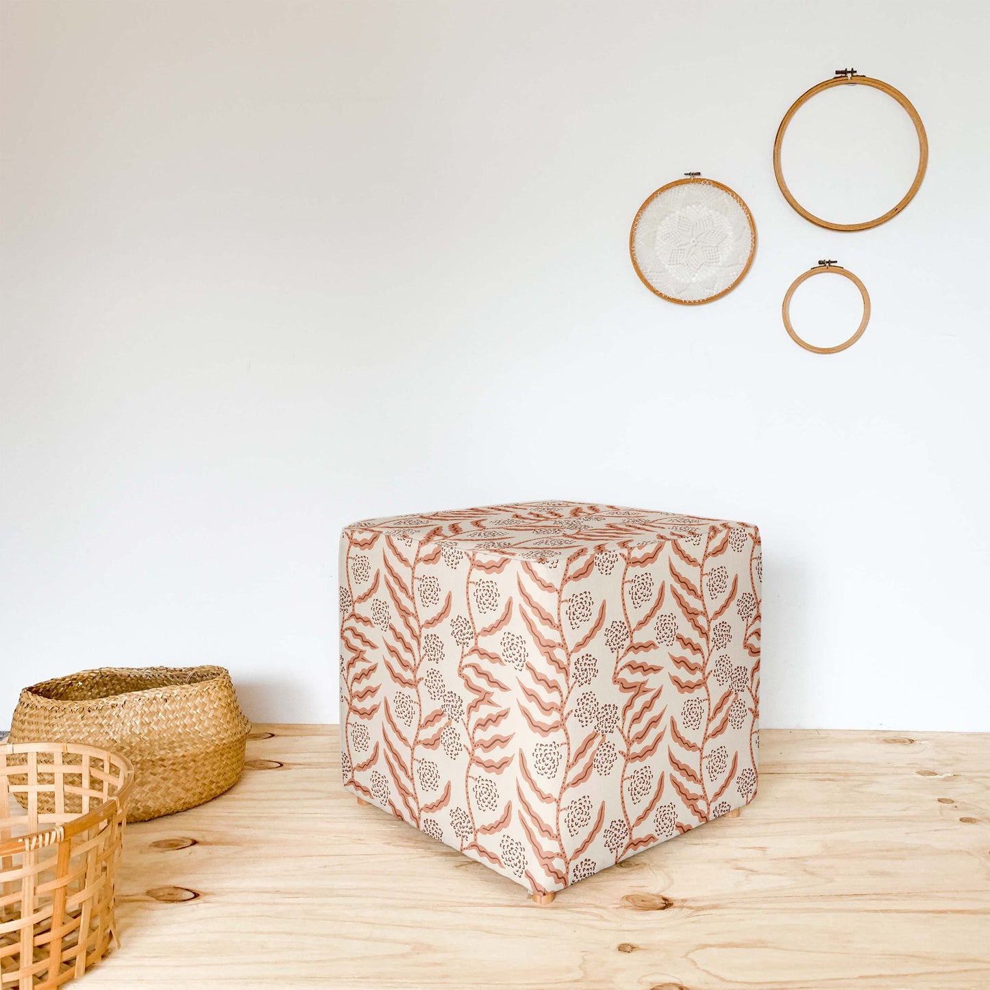 VINE BLUSH CUBE OTTOMAN