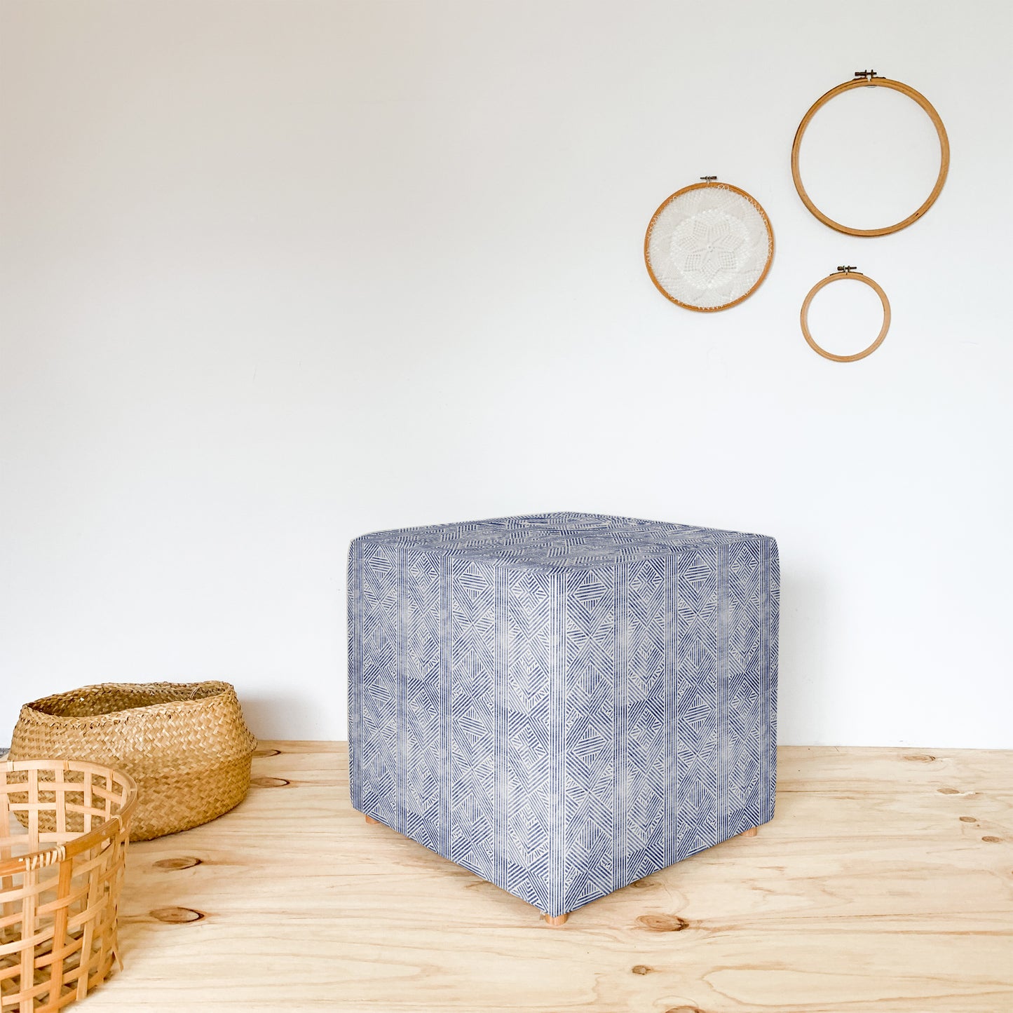 BLUE GEO CUBE OTTOMAN