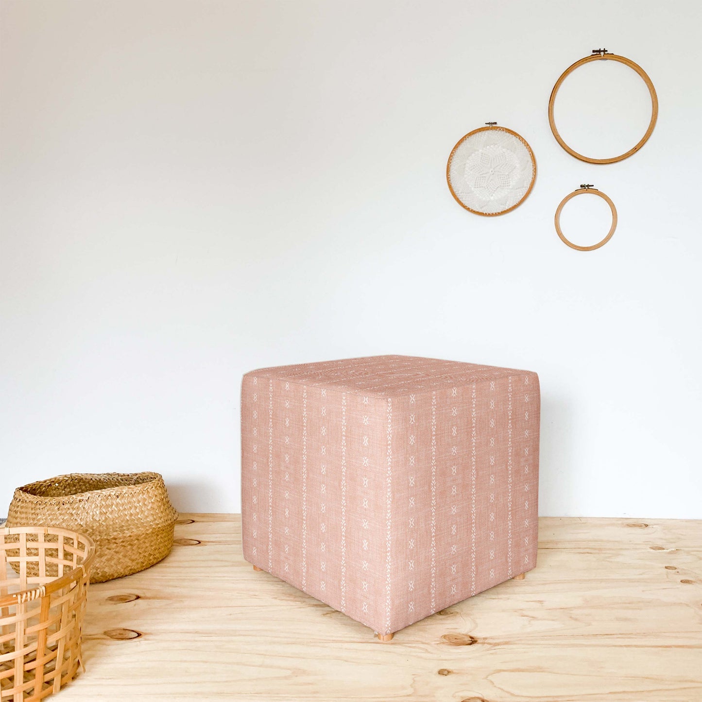 PLAYA TRIBAL PINK CUBE OTTOMAN