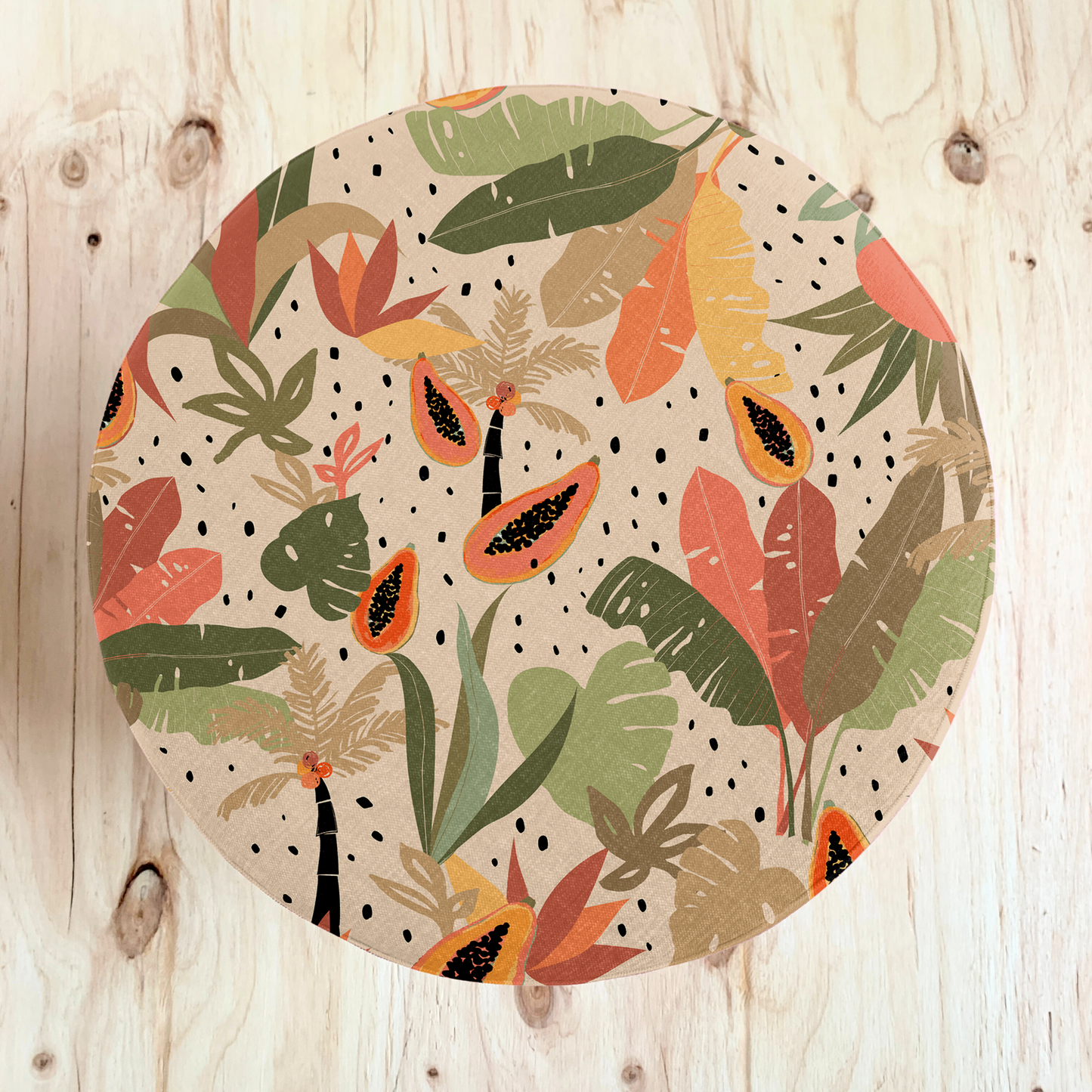 PAPAYA JUNGLE ROUND OTTOMAN